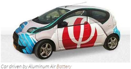یک خودرو برقی با استفاده از باتری آلومینیوم هوا